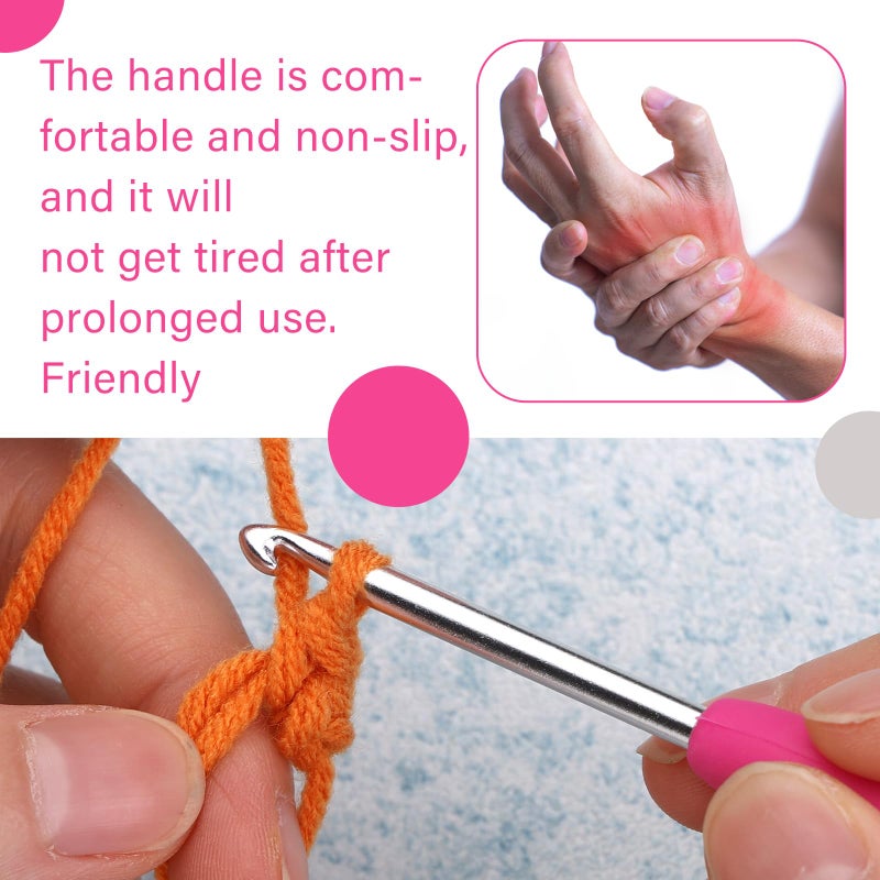 QMNNMA 3.75 mm Crochet Hook, Ergonomic Handle for Arthritic Hands, Extra Longâ€¯ Knitting Needles for Beginners and Crocheting Yarn (3.75 mm) - Image 4