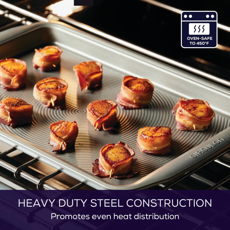 Circulon طقم أواني الخبز غير اللاصقة من سيركولون، صينية بسكويت / صينية خبز - 2 قطعة، رمادي - Image 5