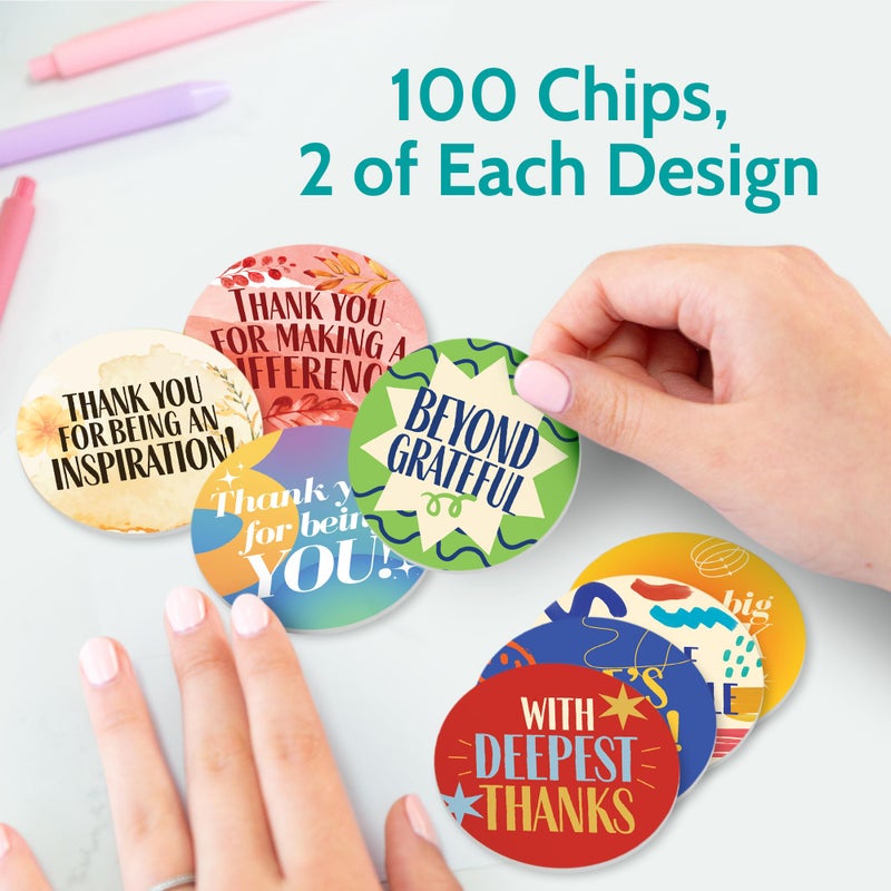 T MARIE 100 Mini Bulk Appreciation Gifts - 2.25â€ Token of Appreciation Chips for Employee Appreciation Week, Staff, Nurses, Teachers, Students and More - Share Kindness, Recognition and Motivation - Image 2