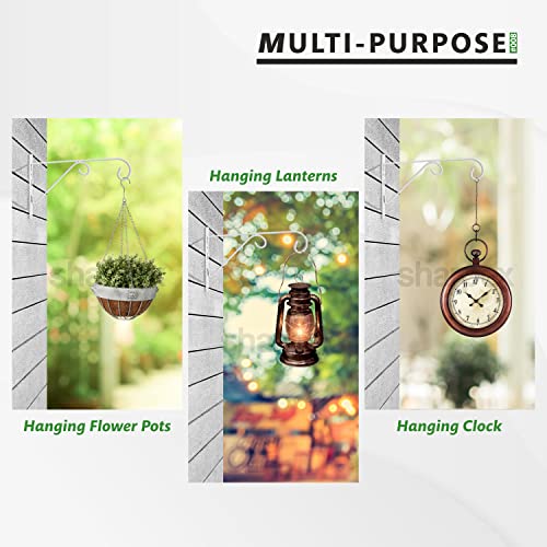 Sharpex Wall Mounted Metal Bracket | Decorative Wall Hook Plant Hanger for Hanging Pots, Bird Feeders, Flower Baskets, Planters, Lanterns, Lamps, and Wind Chimes for Indoor/Outdoor Use (White, 4 Pc) - Image 4