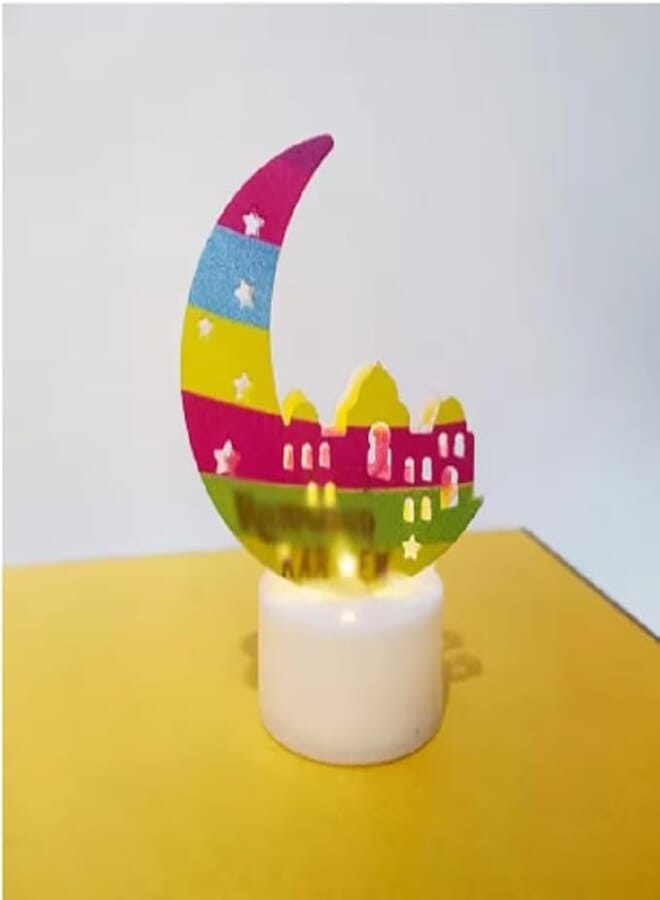 Ramadan Electronic Lantern LED Flame Battery Operated Candle Ramadan Decoration 1 Light Yellow