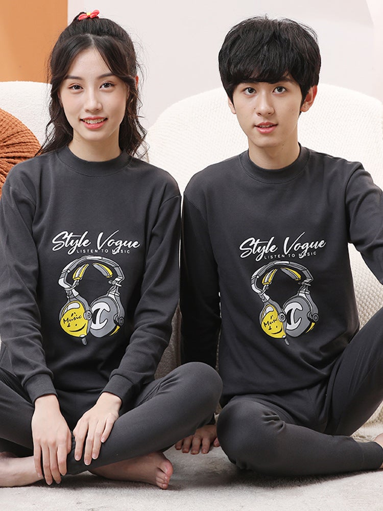 Teenagers' Autumn Clothes And Long Pants, Boys' Thermal Intimates, Girls' Bottoming Cotton Sweaters, Medium And Large Kidsren'S Shirts And Pants, Kidsren'S Pajamas - Image 2
