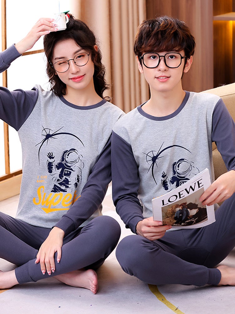 Teenagers' Autumn Clothes And Long Pants, Boys' Thermal Intimates, Girls' Bottoming Cotton Sweaters, Medium And Large Kidsren'S Shirts And Pants, Kidsren'S Pajamas - Image 3