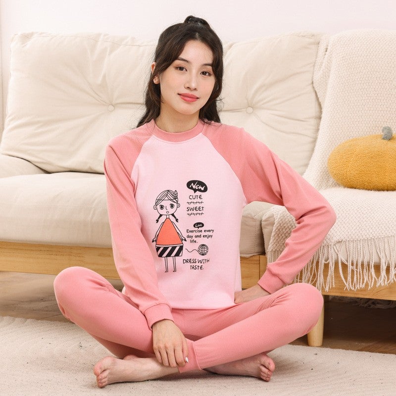 Teenagers' Autumn Clothes And Long Pants, Boys' Thermal Intimates, Girls' Bottoming Cotton Sweaters, Medium And Large Kidsren'S Shirts And Pants, Kidsren'S Pajamas - Image 1
