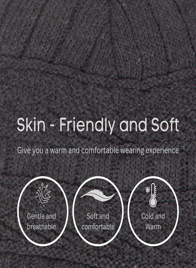 Aavjo Woolen Beanie Cap with Neck Warmer Muffler | Thermal Winter Hat Set for Men Women | Soft Fleece Inner Lining | Acrylic Knit Fabric | Grey - Image 4