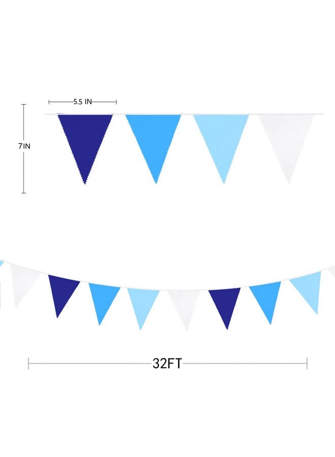 pinkblume 10M/32Ft Royal Blue Party Decorations Triangle Flag Pennant Bunting Fabric Garland for Wedding Birthday Ahoy Achor Nautical Pirate Bridal Baby Shower Under The Sea Party Festivals Decoration - Image 2