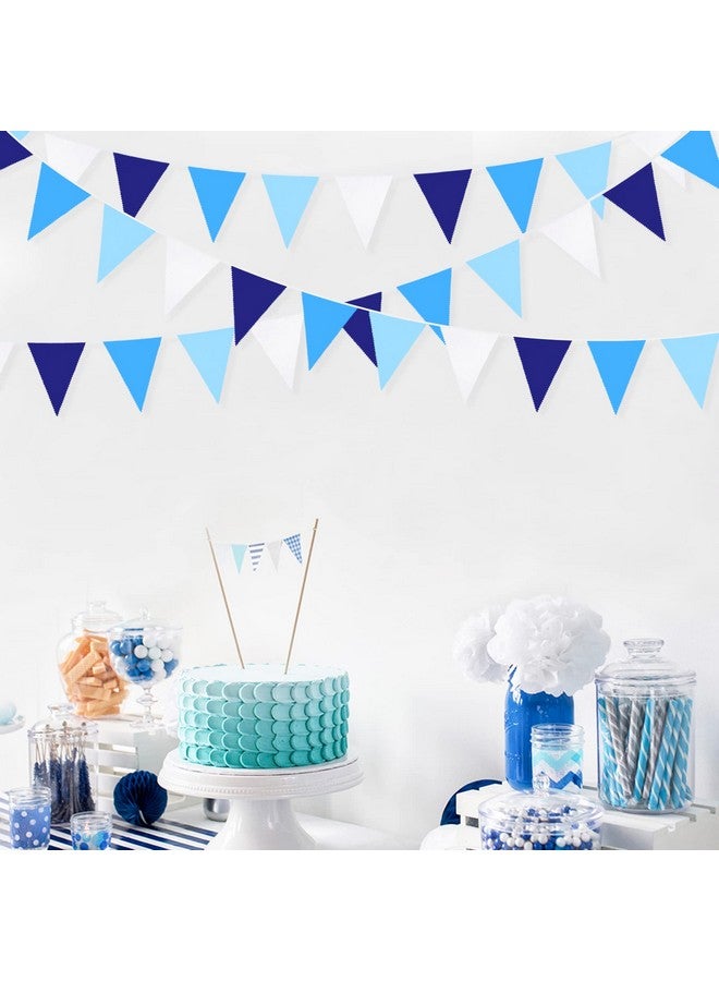 pinkblume 10M/32Ft Royal Blue Party Decorations Triangle Flag Pennant Bunting Fabric Garland for Wedding Birthday Ahoy Achor Nautical Pirate Bridal Baby Shower Under The Sea Party Festivals Decoration - Image 4