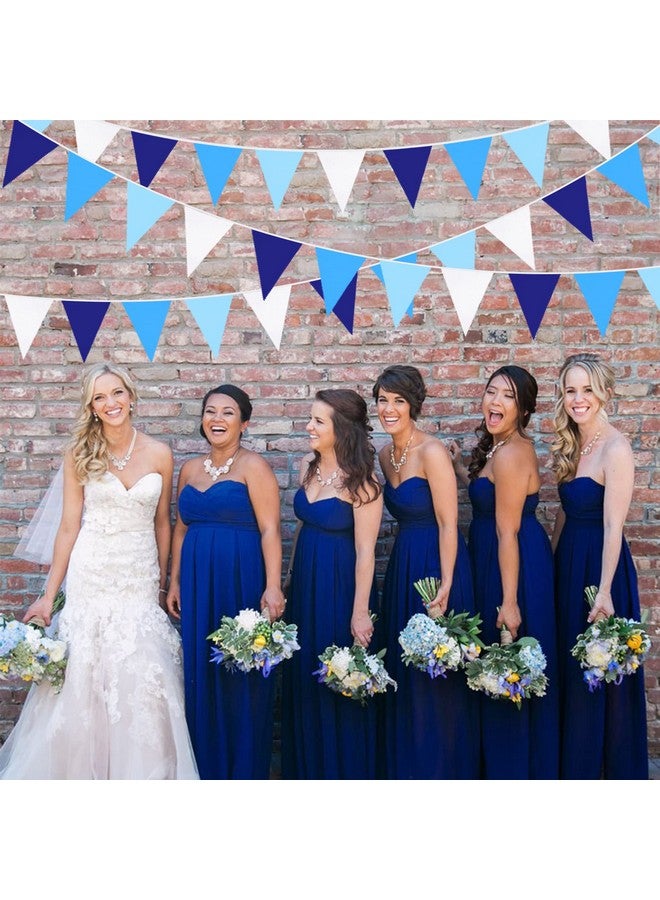 pinkblume 10M/32Ft Royal Blue Party Decorations Triangle Flag Pennant Bunting Fabric Garland for Wedding Birthday Ahoy Achor Nautical Pirate Bridal Baby Shower Under The Sea Party Festivals Decoration - Image 3