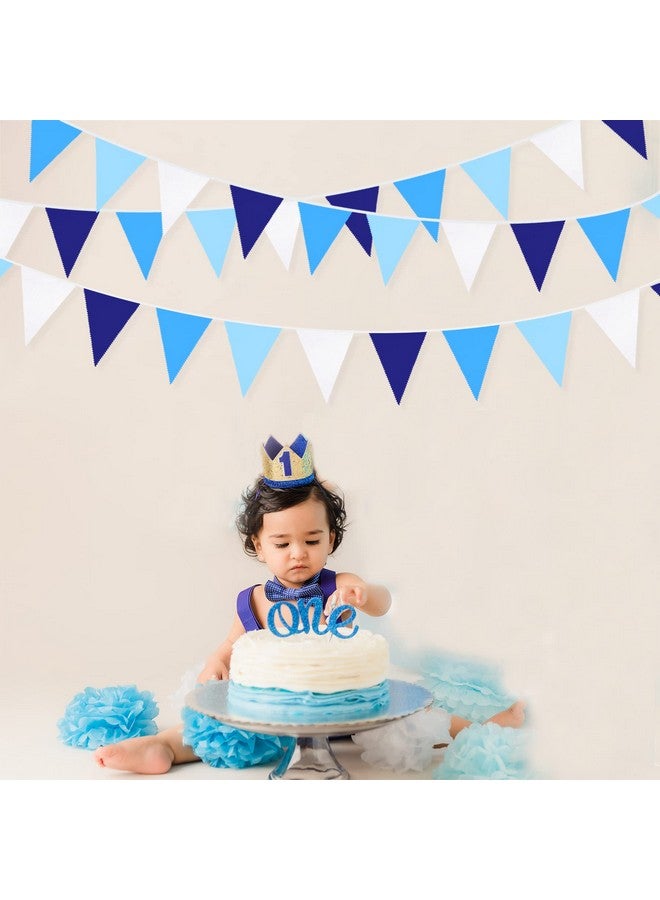 pinkblume 10M/32Ft Royal Blue Party Decorations Triangle Flag Pennant Bunting Fabric Garland for Wedding Birthday Ahoy Achor Nautical Pirate Bridal Baby Shower Under The Sea Party Festivals Decoration - Image 5
