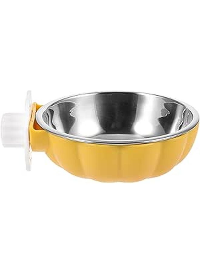 Detachable Hanging Pet Feeder Bowl Yellow Small Cage Mount Food Water Dish - Image 1