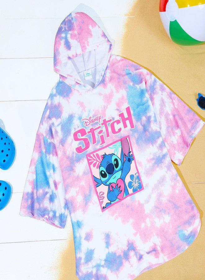 Disney Stitch Bath Towel with Hood for Kids Teenagers Absorbent Cozy Poncho Hooded Beach Towel Wrap for Beach Pool Swimming Bath Vacation Essentials (Pink/Blue Stitch, 10-13 Years) - Image 5