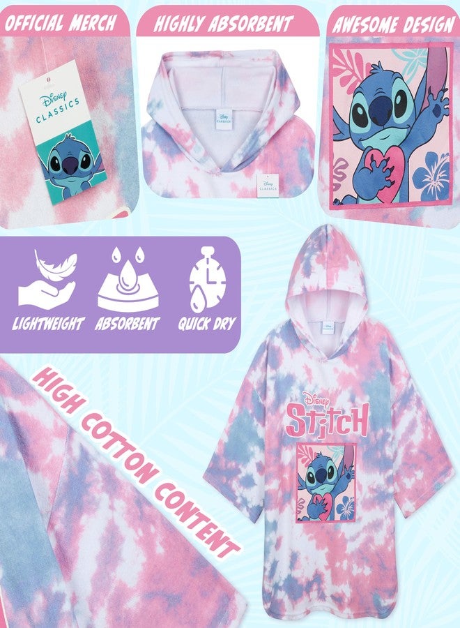 Disney Stitch Bath Towel with Hood for Kids Teenagers Absorbent Cozy Poncho Hooded Beach Towel Wrap for Beach Pool Swimming Bath Vacation Essentials (Pink/Blue Stitch, 10-13 Years) - Image 4