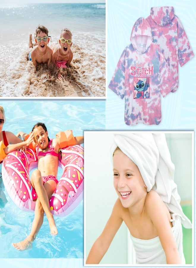 Disney Stitch Bath Towel with Hood for Kids Teenagers Absorbent Cozy Poncho Hooded Beach Towel Wrap for Beach Pool Swimming Bath Vacation Essentials (Pink/Blue Stitch, 10-13 Years) - Image 3