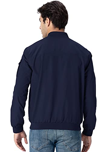 Gopune Men's Windproof Bomber Jackets Lightweight Running Windbreaker Outdoor Golf Fashion Coat Navy,L - Image 4