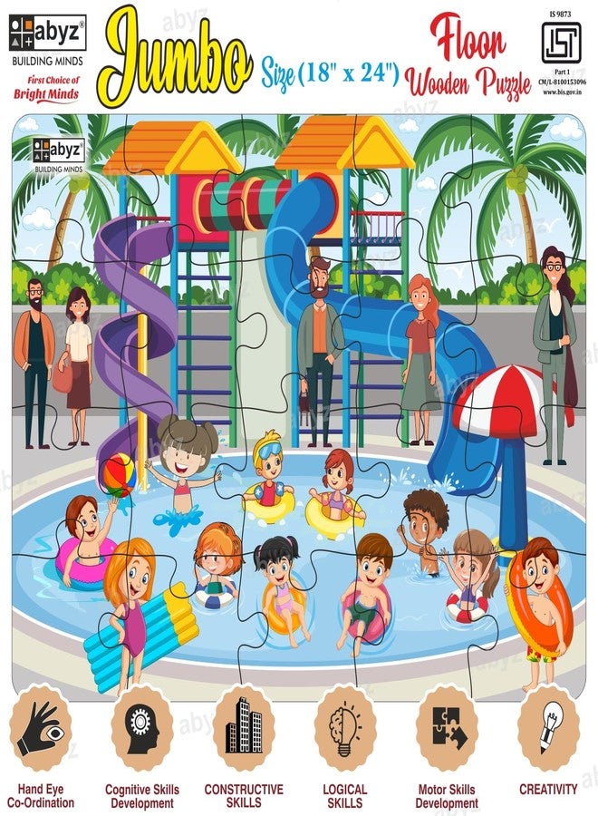 ABYZ Wooden Jigsaw Puzzle – Water Park Playset for Fun Educational & Little Explorers, 20-Pieces Fun Games with Multicolor and Designs | Birthday Gift for (3 Plus Years) Age Kids. - Image 3
