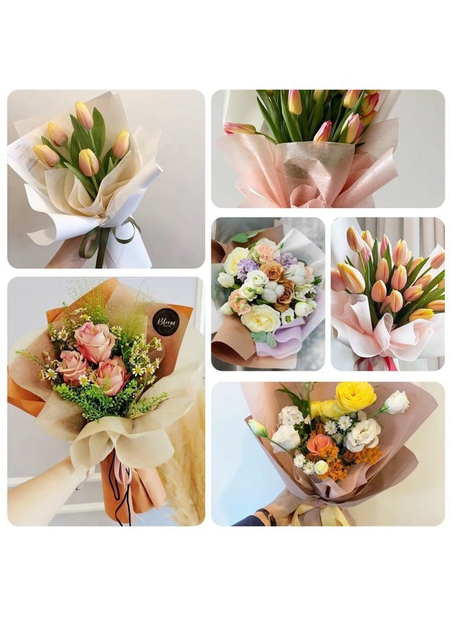 BEISHIDA 20 Sheet Brown Korean Flower Wrapping Paper, 22 x 22 Inch/pcs Tissue Paper for Flower Bouquet Gift Wrapping, Mother's Day Valentine's Day Graduation Gift Floral Wrap - Image 3