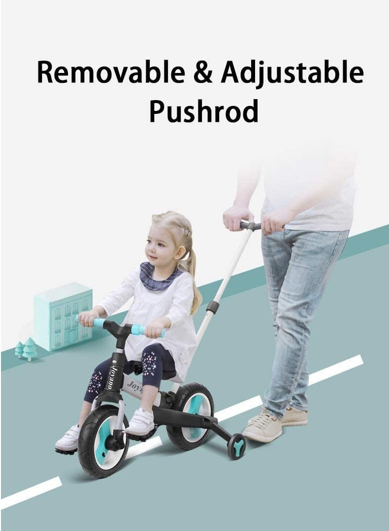 5-in-1 Kids Tricycle/ Balance Bike/ Push Bike with Push Bar for 2-8 Yrs Kids (Blue) - Image 2