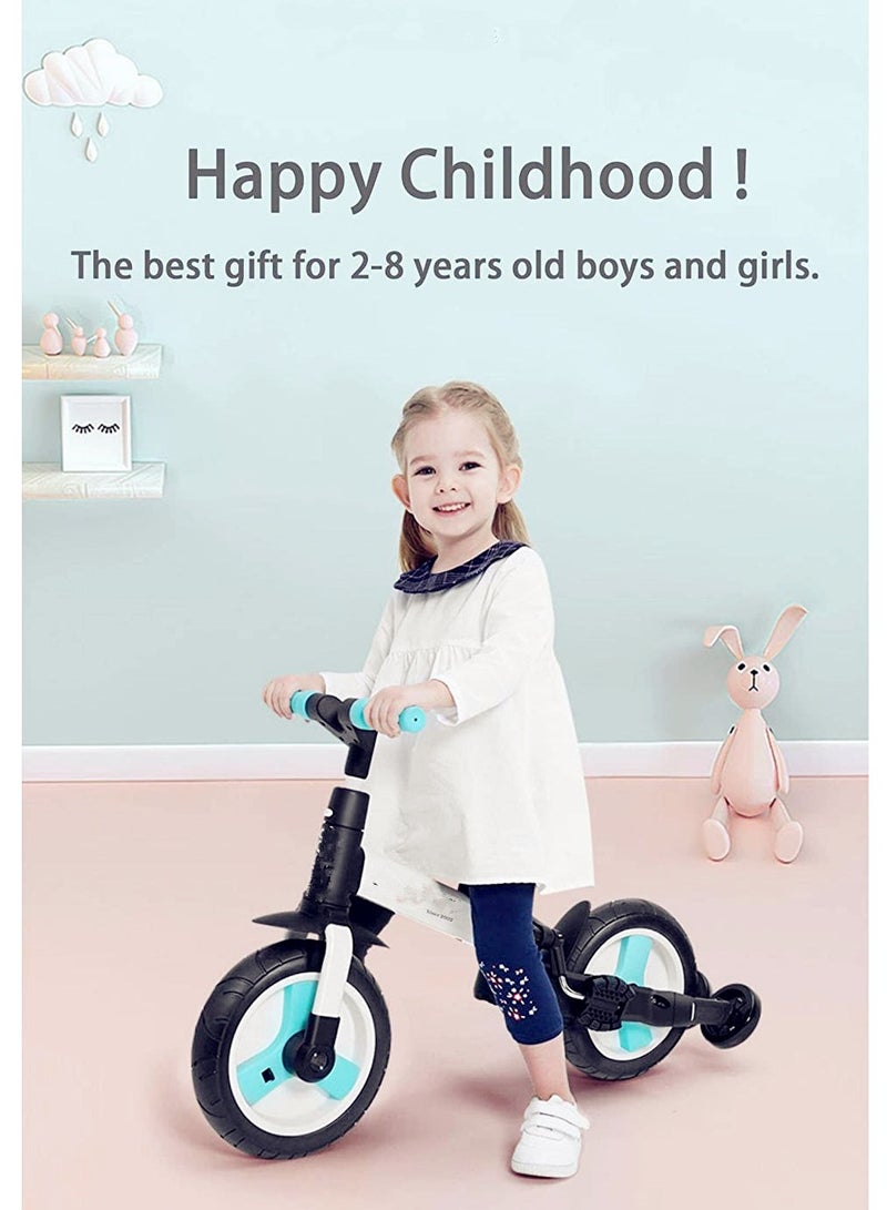 5-in-1 Kids Tricycle/ Balance Bike/ Push Bike with Push Bar for 2-8 Yrs Kids (Blue) - Image 5