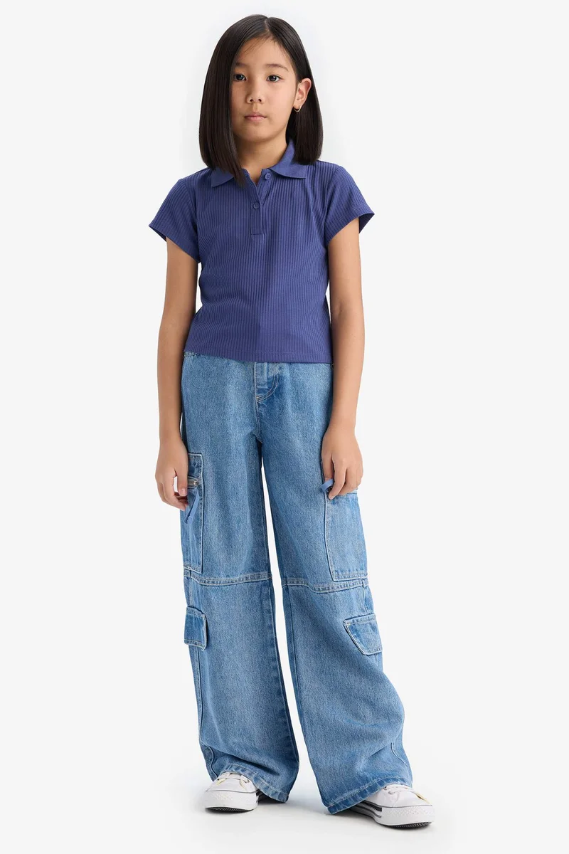 ديفاكتو Girl Slim Fit Basic Ribbed Camisole Polo Shirt