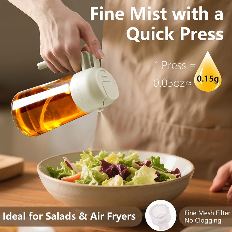 SWEET VIEW 16oz/470ml Oil Dispenser and Oil Sprayer, Glass Olive Oil Pourer for Kitchen, Air Fryer, Cooking, Salad, BBQ (White) - Image 3