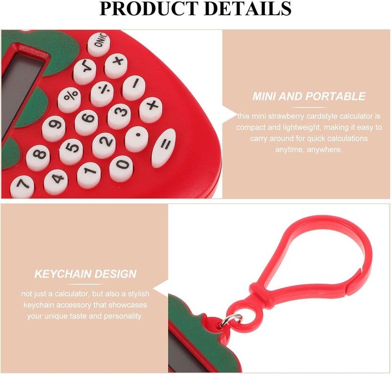 NUOBESTY 2pcs Mini Calculator Keychain, Portable Cute Strawberry Electronic Pocket Calculator Key Ring for Students, School Supplies, Office, Travel - Image 4