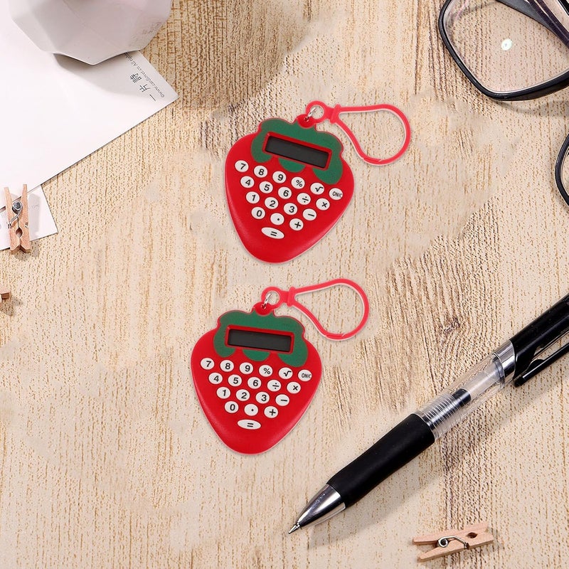 NUOBESTY 2pcs Mini Calculator Keychain, Portable Cute Strawberry Electronic Pocket Calculator Key Ring for Students, School Supplies, Office, Travel - Image 5