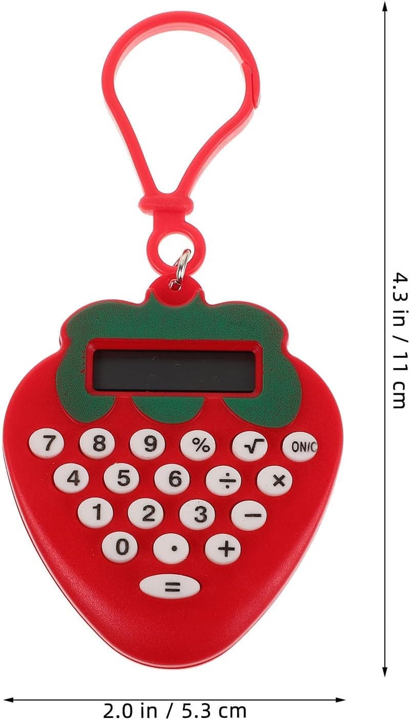 NUOBESTY 2pcs Mini Calculator Keychain, Portable Cute Strawberry Electronic Pocket Calculator Key Ring for Students, School Supplies, Office, Travel - Image 2