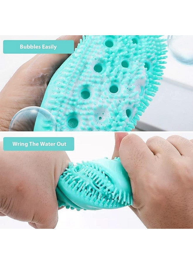 ATETO Bath Brush Silicone Shower Brush Body Scrubber Foams Easily Dual-sided Bath Shower Body Brush for Gentle Exfoliation Cleaning and Massage Care (Pack of 2) Multicolor - Image 2