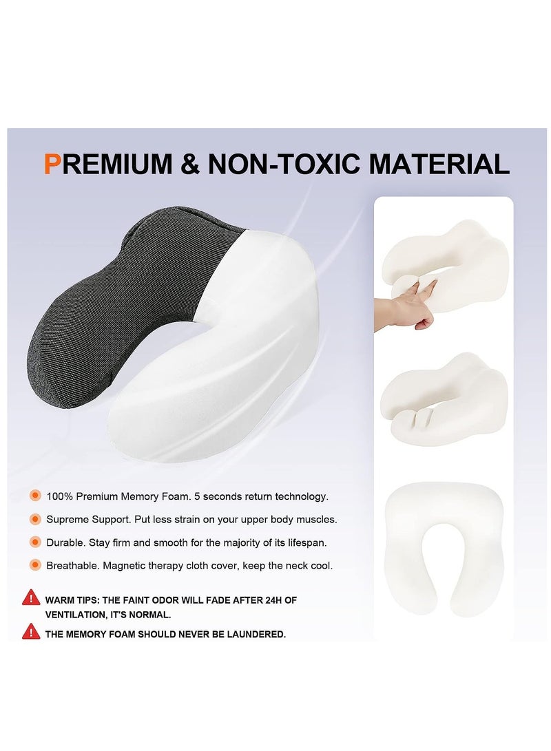 SYOSI Travel Pillow 100% Pure Memory Foam Neck with Hood, Comfortable & Breathable Cover, Airplane Kit Earplugs, and Luxury Bag for Office Cars Trains Long Flights Sleeping (Deep Grey) - Image 4