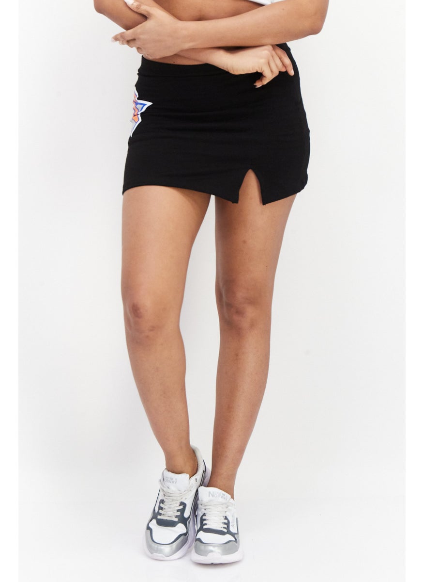 Don't Call Me Jennyfer - Women Graphic Printed Mini Skirt, Black Combo - Image 1