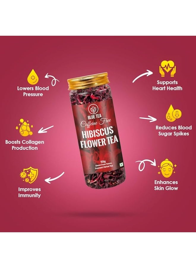 BLUE TEA - Hibiscus Tea - 50 gm (80+ Cups) | SKIN GLOW ENHANCING TEA | Flower Based - Herbal Tea - Caffeine Free - Tangy Flavor - Pet Jar - Image 3