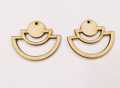 ACFENG 30PCS Cascading Half Circle Shape DIY Unfinished Natural Wood Earrings Blanks, Wood Jewelry Accessories,DIY Wood Earring (2") - Image 3