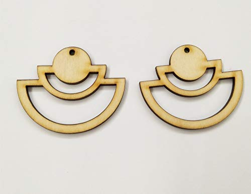 ACFENG 30PCS Cascading Half Circle Shape DIY Unfinished Natural Wood Earrings Blanks, Wood Jewelry Accessories,DIY Wood Earring (2") - Image 4