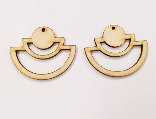 ACFENG 30PCS Cascading Half Circle Shape DIY Unfinished Natural Wood Earrings Blanks, Wood Jewelry Accessories,DIY Wood Earring (2") - Image 2