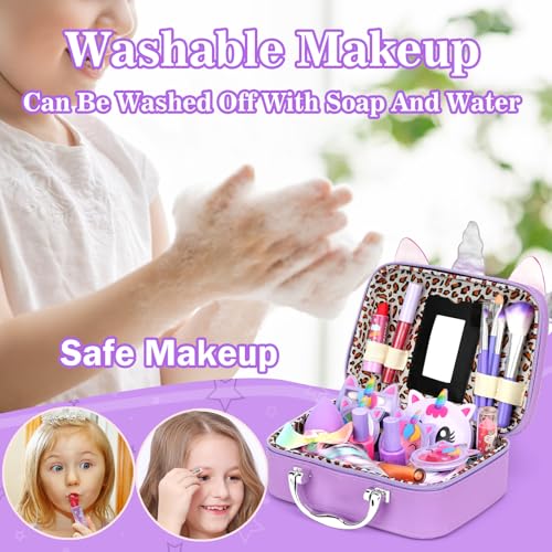 Heaning Kids Washable Makeup Girl Toys - Real Make up Set for Kid Children Princess Dress Up Pretend Play Christmas Birthday Gifts Toys for Girls 3 4 5 6 7 8 9 10 11 12 Year Old - Image 4