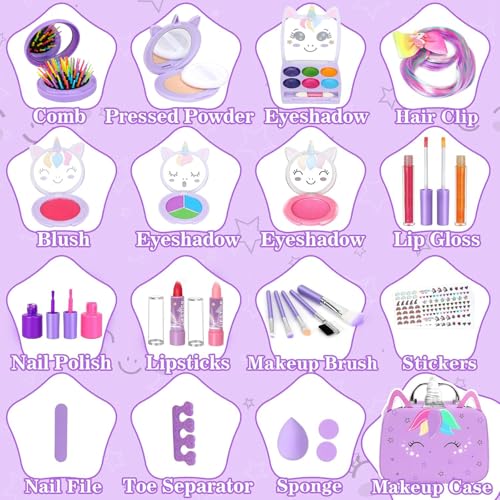 Heaning Kids Washable Makeup Girl Toys - Real Make up Set for Kid Children Princess Dress Up Pretend Play Christmas Birthday Gifts Toys for Girls 3 4 5 6 7 8 9 10 11 12 Year Old - Image 5