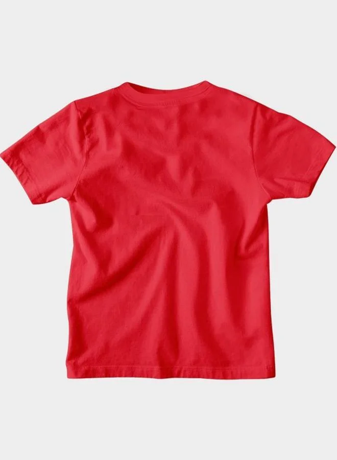 Bonorganik Boy's Red 100% Cotton Character Printed Regular Fit T-Shirt