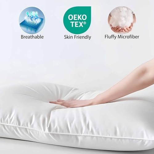 iFaon Thin Flat Slim Ultra Soft Bed Pillows Standard Size Set of 2 Pack for Sleeping, Bed Pillow for Stomach Back and Side Sleepers, Machine Washable 20x26 inches - Image 5