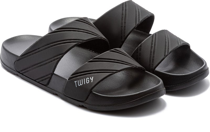 Twigy Kevin Striped Men's Slippers Black 40/45 FF0309  - Image 1