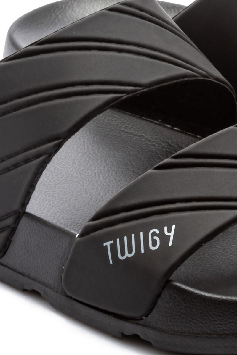 Twigy Kevin Striped Men's Slippers Black 40/45 FF0309  - Image 2
