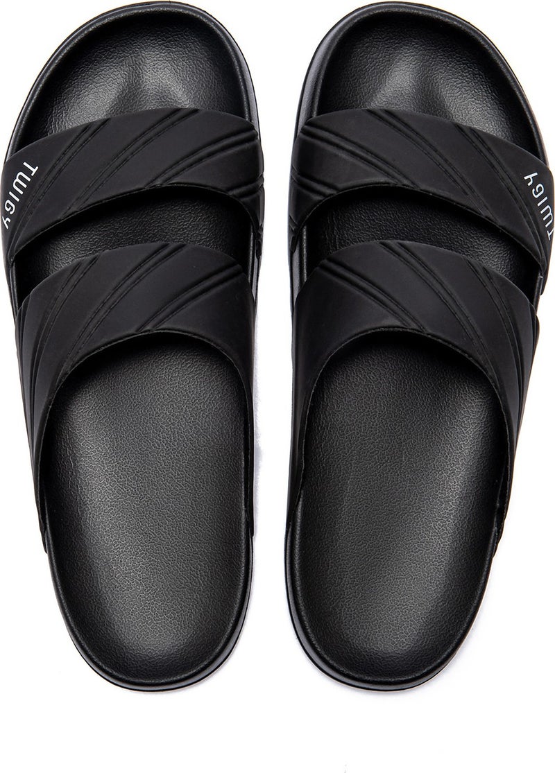 Twigy Kevin Striped Men's Slippers Black 40/45 FF0309  - Image 3