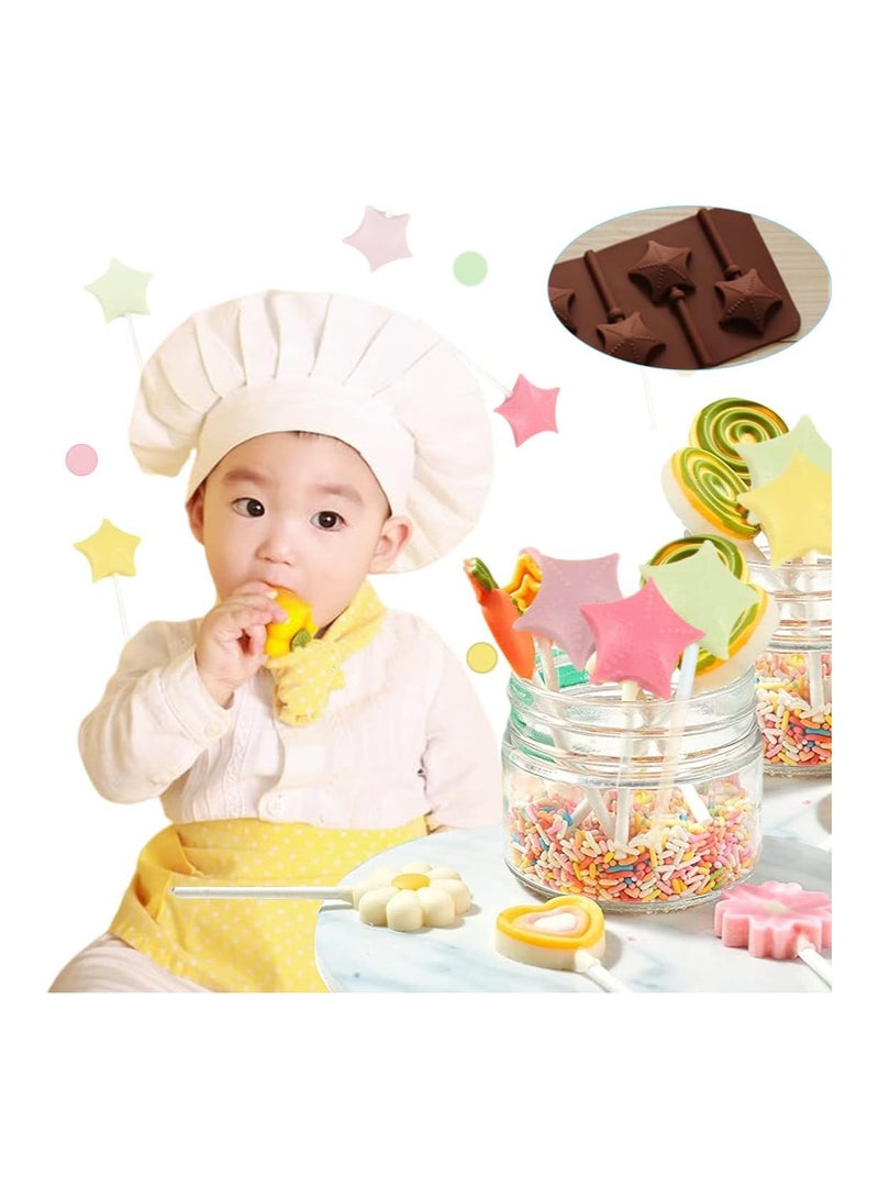 SOLARAE 2Pcs Silicone Lollipop Molds Candy Mold Sucker Molds100 Pcs Lollipop Sucker Sticks 100Pcs Candy Treat Bags100Pcs Gold Twist Ties for Making Chocolate Candy Cookie Ice Cubes - Image 5