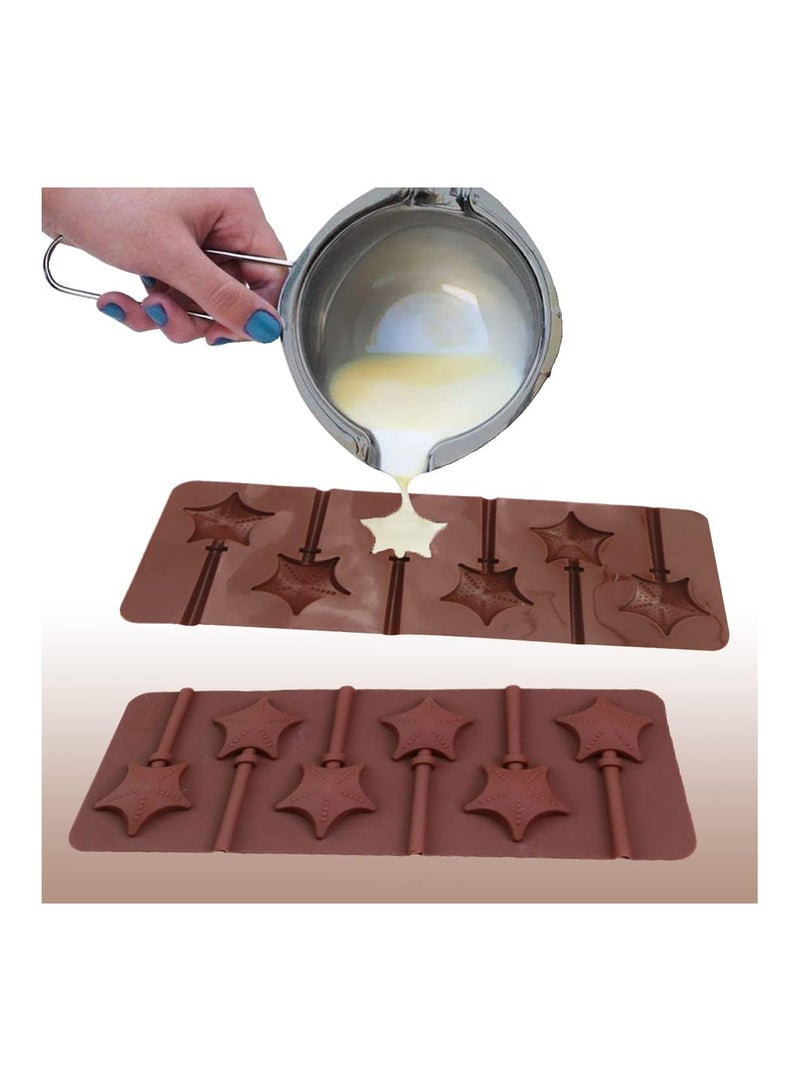 SOLARAE 2Pcs Silicone Lollipop Molds Candy Mold Sucker Molds100 Pcs Lollipop Sucker Sticks 100Pcs Candy Treat Bags100Pcs Gold Twist Ties for Making Chocolate Candy Cookie Ice Cubes - Image 2