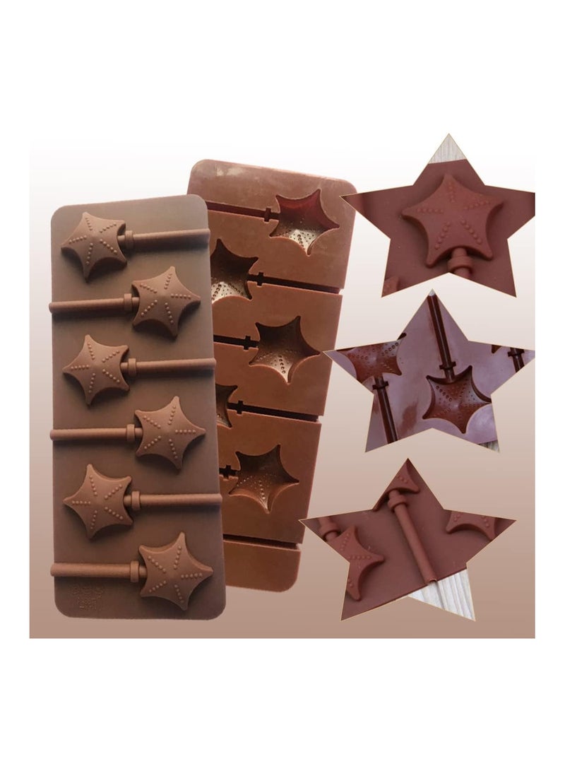 SOLARAE 2Pcs Silicone Lollipop Molds Candy Mold Sucker Molds100 Pcs Lollipop Sucker Sticks 100Pcs Candy Treat Bags100Pcs Gold Twist Ties for Making Chocolate Candy Cookie Ice Cubes - Image 4