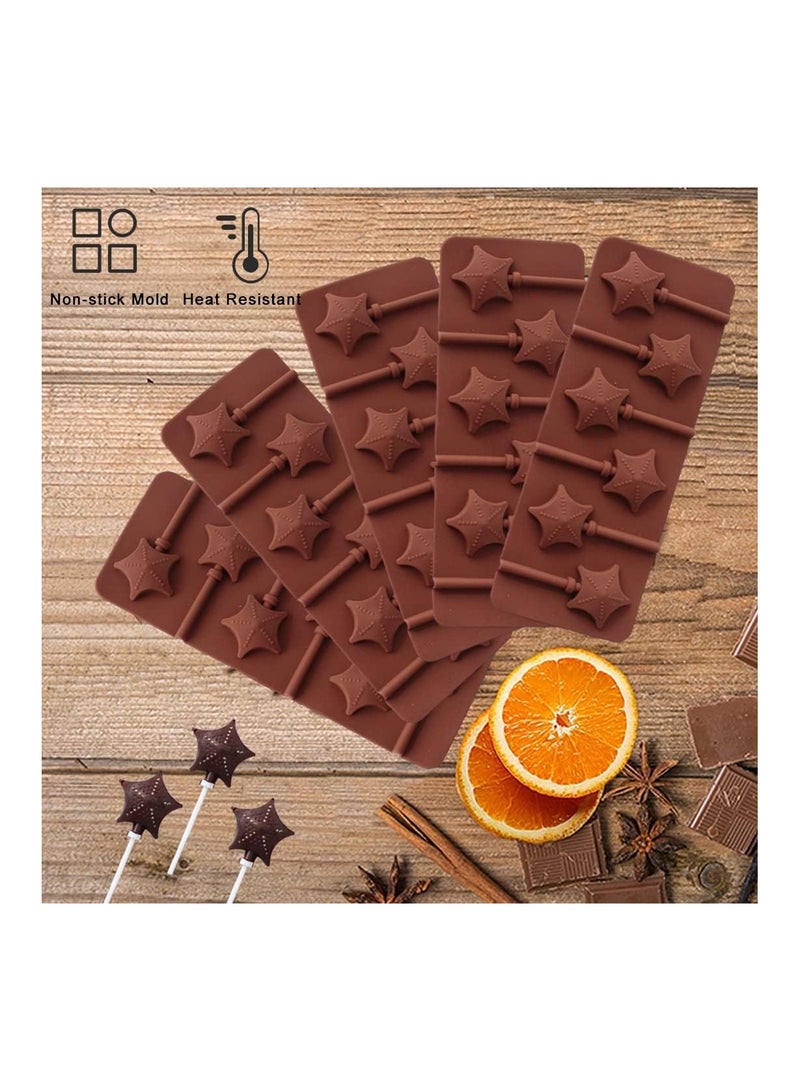 SOLARAE 2Pcs Silicone Lollipop Molds Candy Mold Sucker Molds100 Pcs Lollipop Sucker Sticks 100Pcs Candy Treat Bags100Pcs Gold Twist Ties for Making Chocolate Candy Cookie Ice Cubes - Image 3