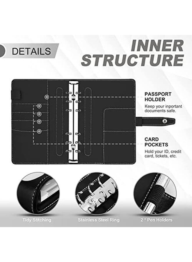 KASTWAVE Cash Envelopes For Budgeting Budget Binder Envelopes Organizer A6 Stitching Pu Leather Budget Binder With Zipper Envelopes And Budget Sheets - Image 3