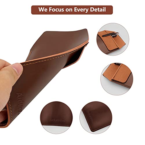 Aidunmis Pocket Protector, 2 Pieces PU Leather Pocket Pen Holder Organizer Pouch for Shirts Lab Coats Pants Pen Sleeve MultiPurpose Pen Pocket Holds Pens Pointers Pencils and Notes Card (Brown, Black) - Image 3