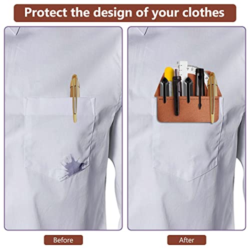 Aidunmis Pocket Protector, 2 Pieces PU Leather Pocket Pen Holder Organizer Pouch for Shirts Lab Coats Pants Pen Sleeve MultiPurpose Pen Pocket Holds Pens Pointers Pencils and Notes Card (Brown, Black) - Image 5