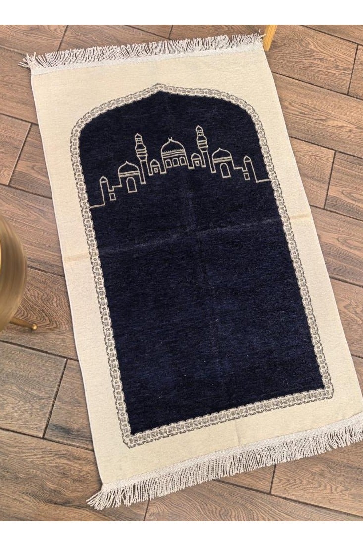 Soft Velvet Prayer Rug - Black