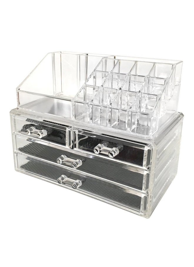 INOVERA (LABEL) 4 Drawer Plastic Cosmetic Makeup Jewelry Lipstick Storage Organizer Box Case, 22.5L X 13.8B X 18H Cm, Transparent  - Image 5